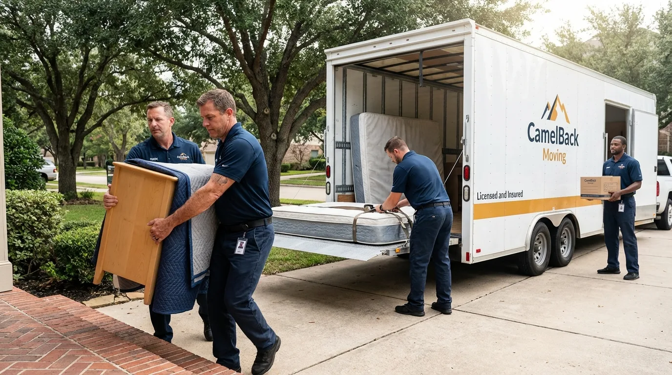Crew loading residential truck for cross-state move from Stockton, MO